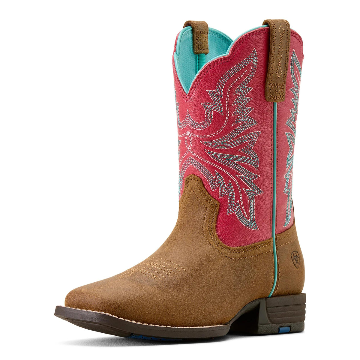 Ariat Kids' Westwood Wide Square Toe Western Boot, Wicker|Hot Pink – 3-4 front