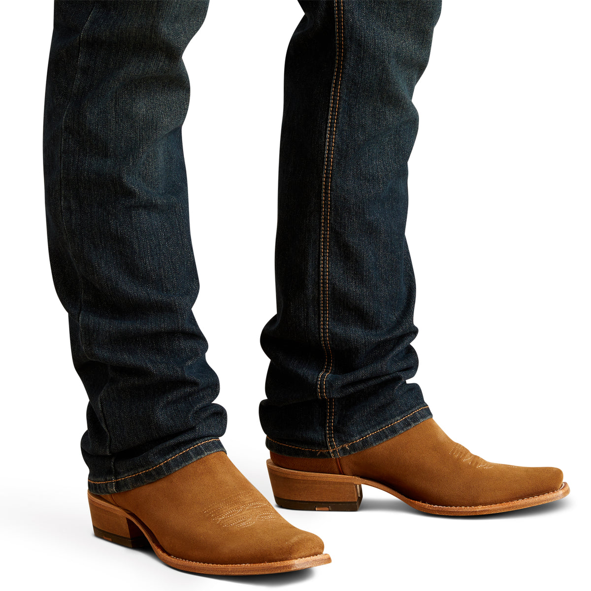 Ariat M4 Relaxed Stretch Pro Series Ray Bootcut Jean in Blackstone color, showcasing the relaxed fit and classic bootcut style.