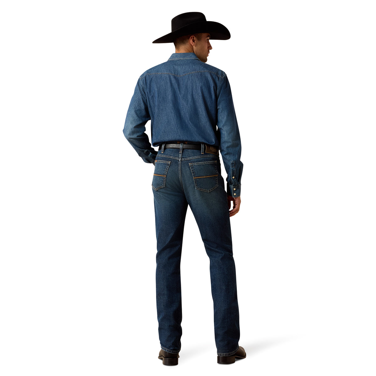 Ariat Men's M7 Slim Ray Classic Rise Pro Series straight leg jeans in Encinitas wash, featuring a classic fit and stylish denim look.