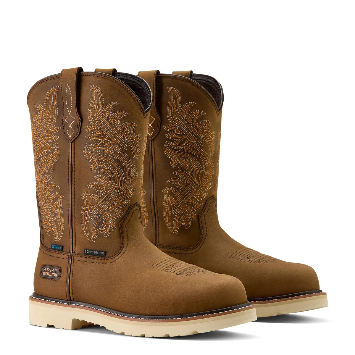 Ariat Men's Activator Argo Waterproof Round Toe Composite Toe Work Boot, Distressed Brown – pair