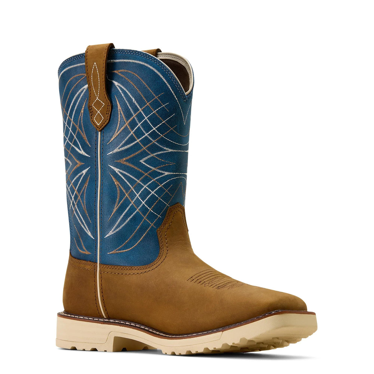 Ariat Men's Activator Waterproof Wide Square Toe Work Boot, Dusted Brown|Basin Blue – inside