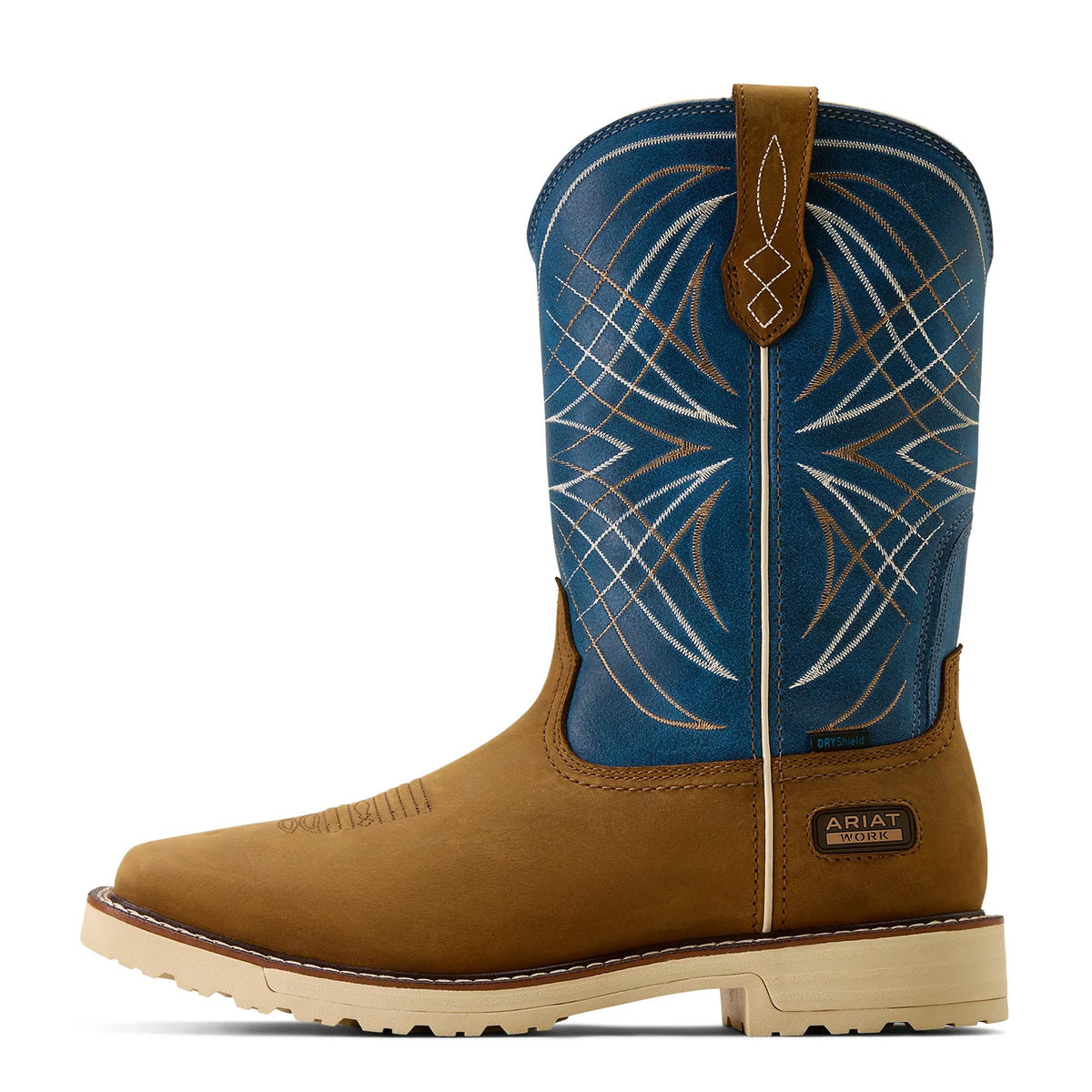 Ariat Men's Activator Waterproof Wide Square Toe Work Boot, Dusted Brown|Basin Blue – side