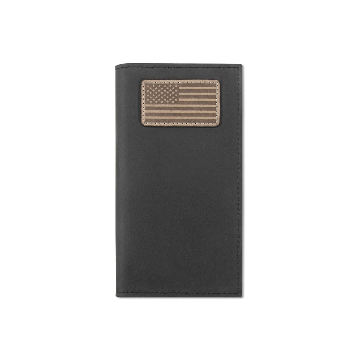 Ariat Men's American Flag Patch Rodeo Wallet, Black – front