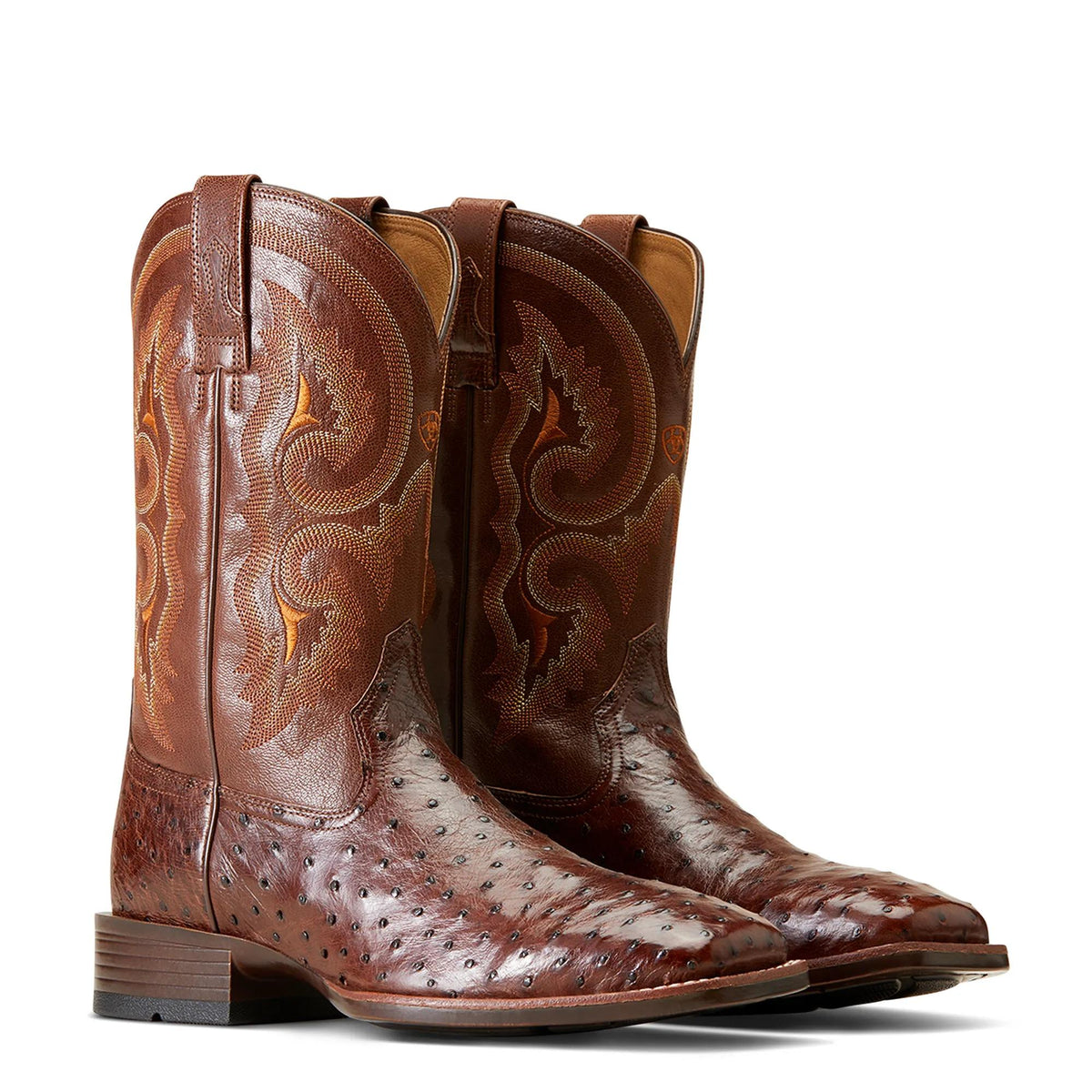 Ariat Men's Barley Ultra Wide Square Toe Cowboy Boot, Dark Tobacco Full Quill Ostrich – pair