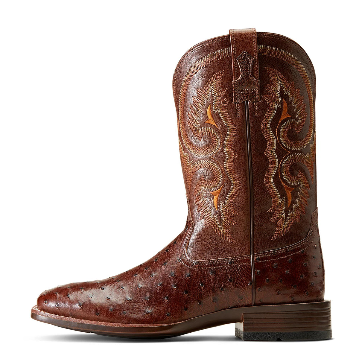 Ariat Men's Barley Ultra Wide Square Toe Cowboy Boot, Dark Tobacco Full Quill Ostrich – side