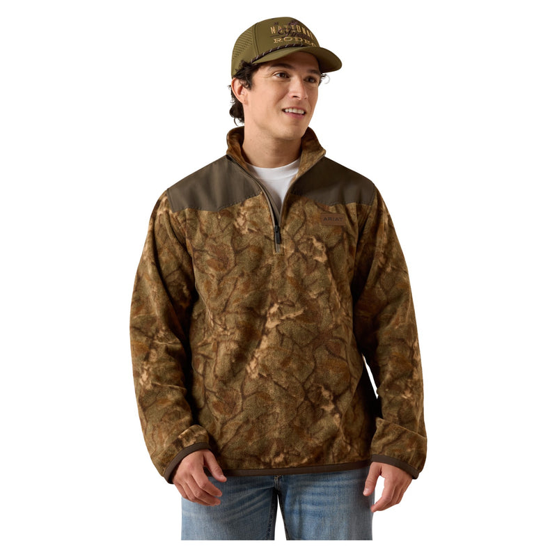 Ariat Men's Basis Fleece Pullover, Savannah Tan Camo – front