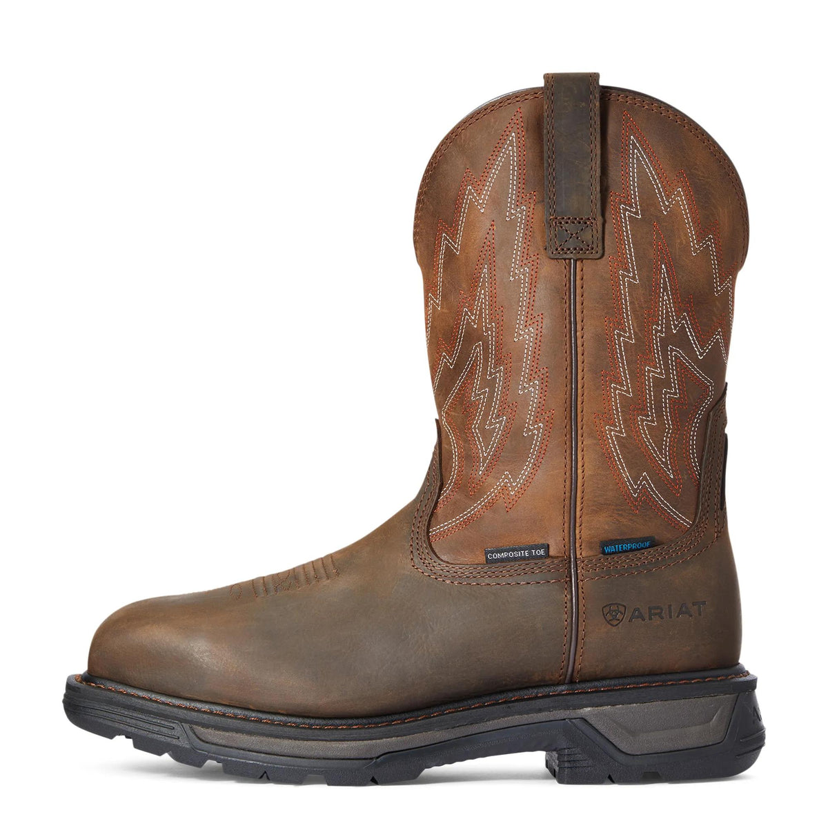 Ariat Men's Big Rig Waterproof Wide Square Toe Composite Toe Work Boot, Dark Brown – side