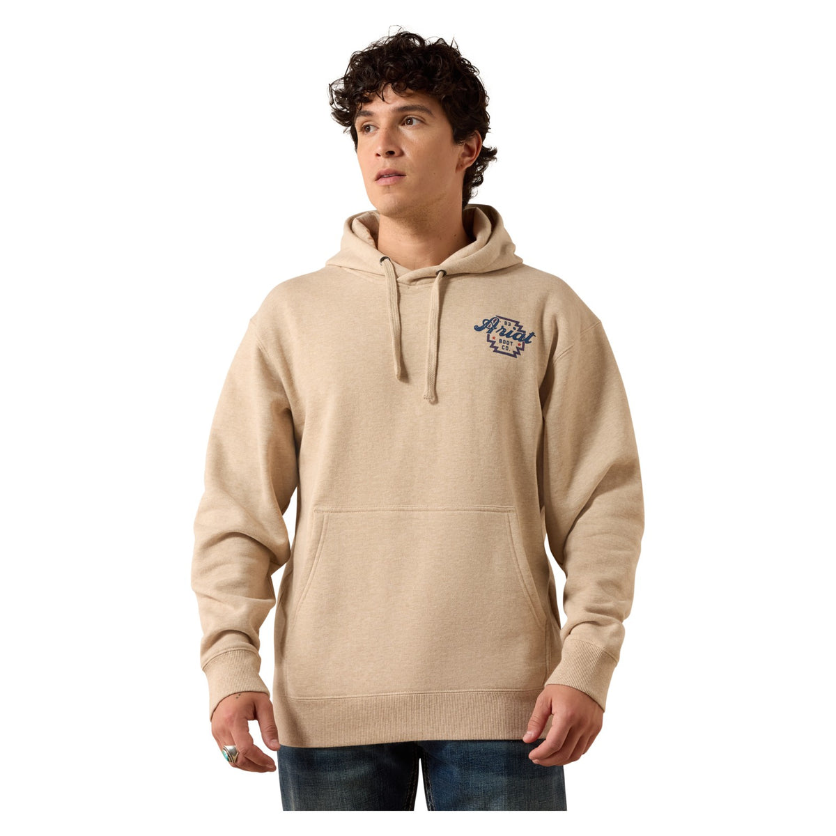 Ariat Men's Bison Archer Hoodie, Oatmeal – front