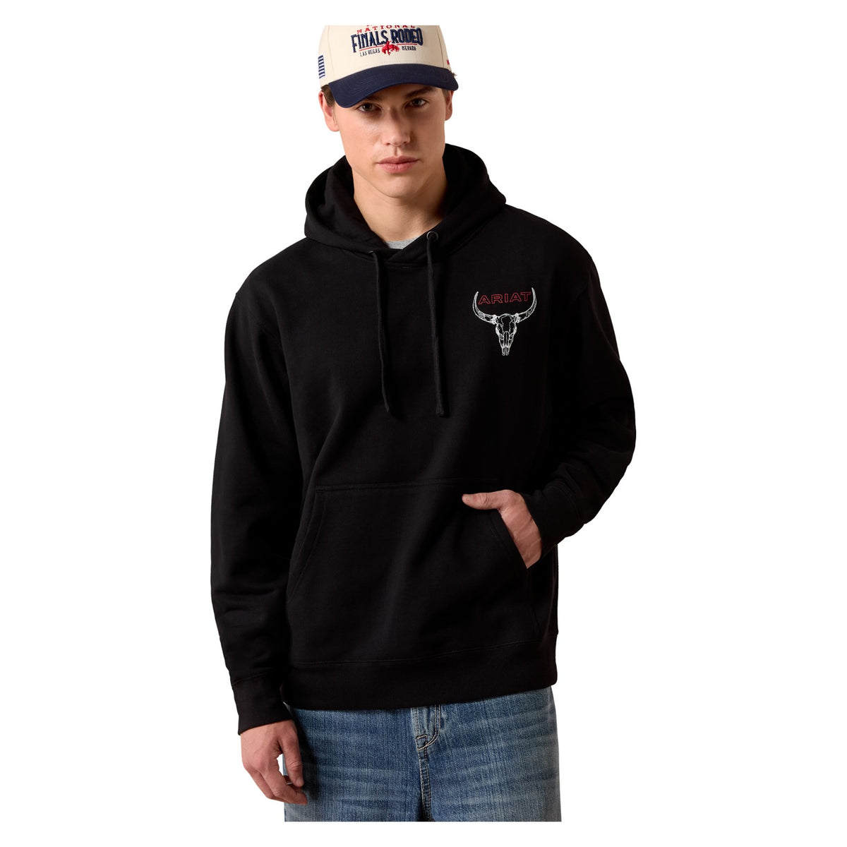 Ariat Men's Bison Bureau Hoodie, Black – front