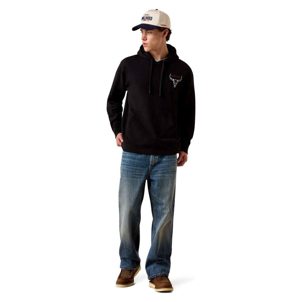 Ariat Men's Bison Bureau Hoodie, Black – full length