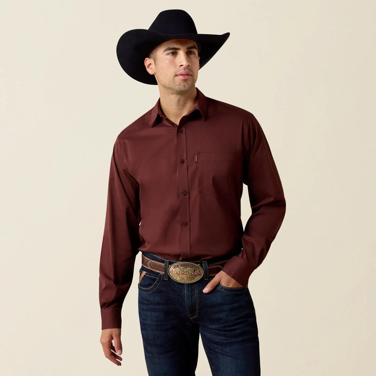 Ariat Men's Everything Classic Fit Shirt, Bitter Chocolate – front