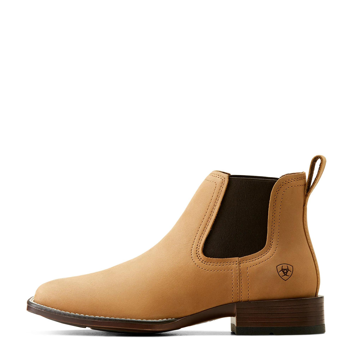 Ariat Men's Booker Chelsea Wide Square Toe Western Boot, Almond Brown – side