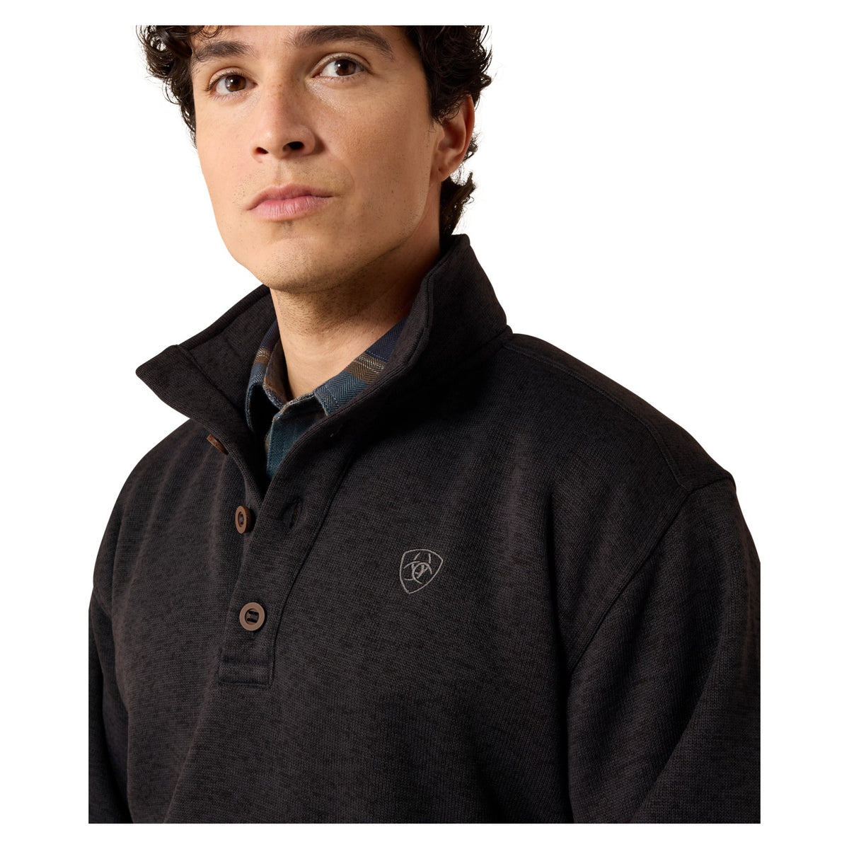Ariat Men's Caldwell 1/4 Button Sweater, Phantom – detail 2