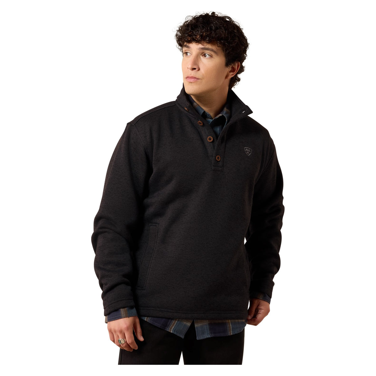 Ariat Men's Caldwell 1/4 Button Sweater, Phantom – front