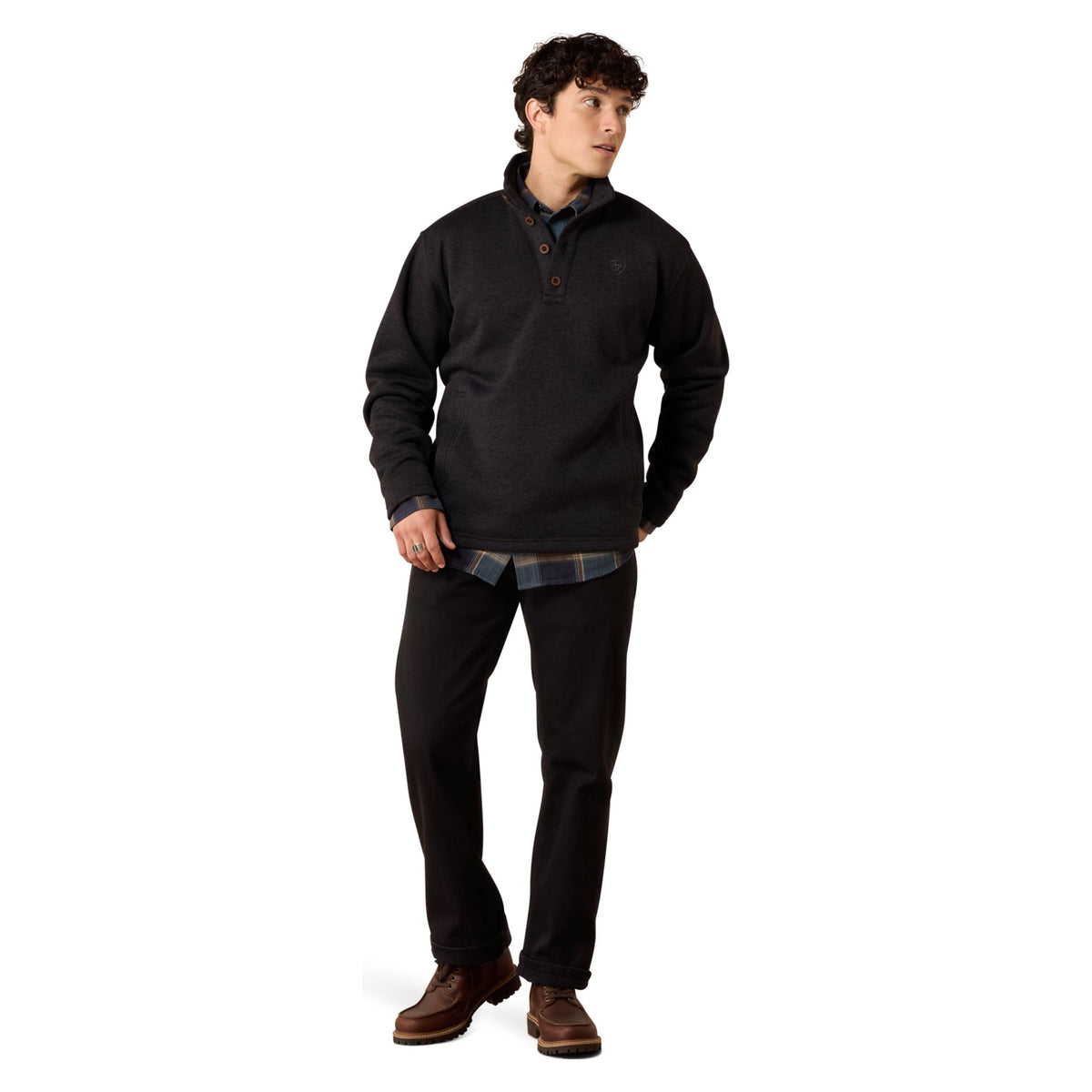 Ariat Men's Caldwell 1/4 Button Sweater, Phantom – full length