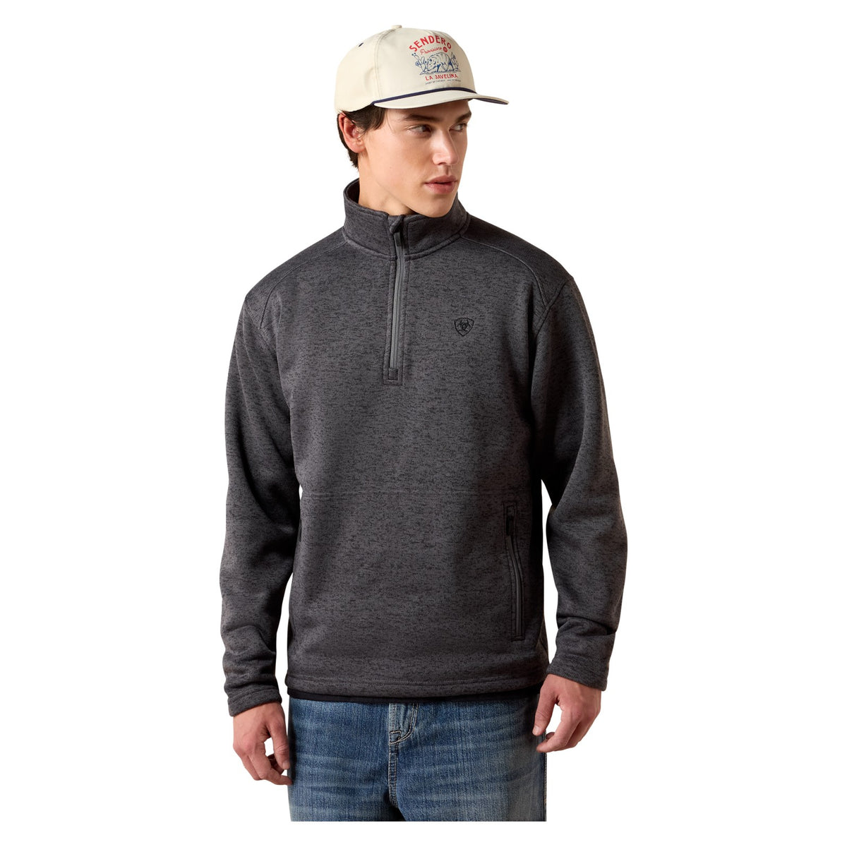 Ariat Men's Caldwell 1/4 Zip Sweater, Iron Gate – front