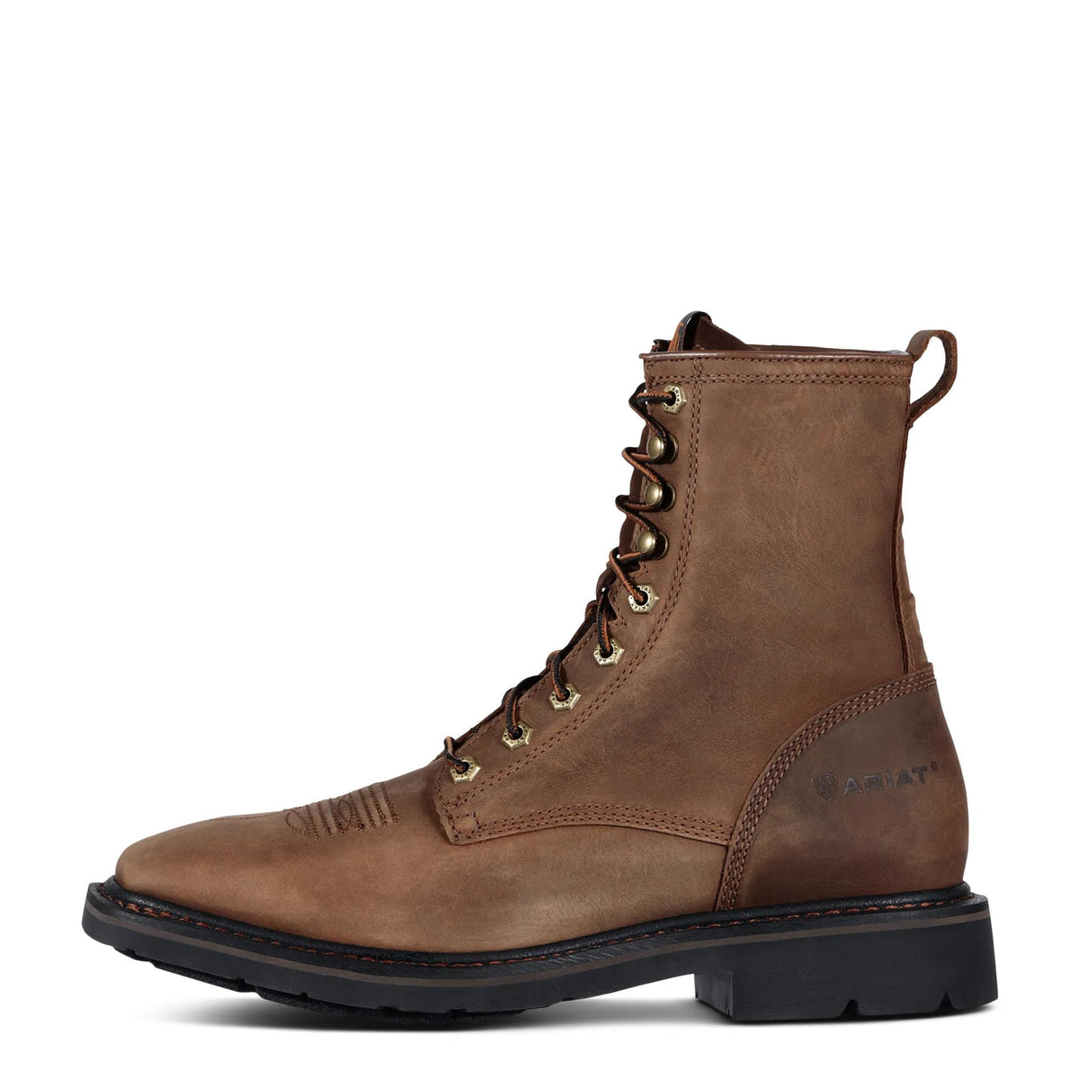 Ariat Men's Cascade 8" Wide Square Toe Work Boot, Alamo Brown – side