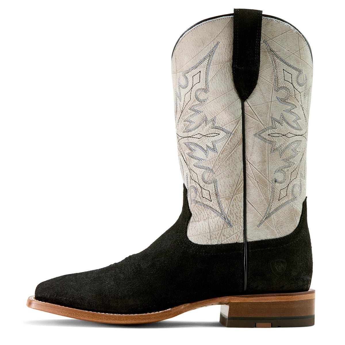 Ariat Men's Circuit Gritty Wide Square Toe Cowboy Boot, Black Roughout|Shredded White – side