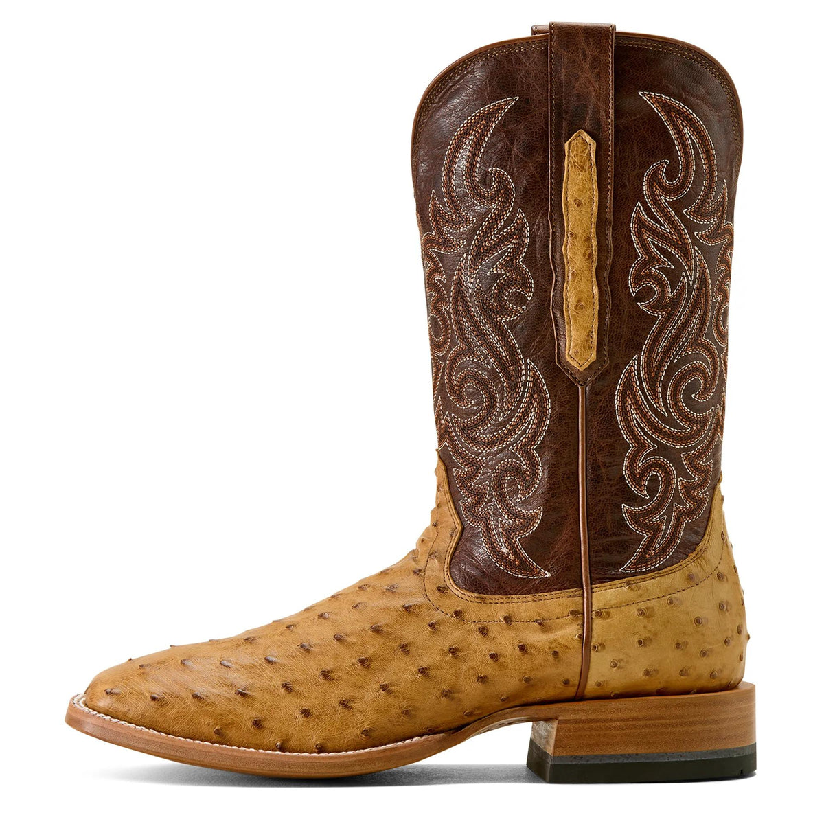 Ariat Men's Classic Cash Wide Square Toe Western Boot, Tan Full Quill Ostrich|Hickory Smoke – side