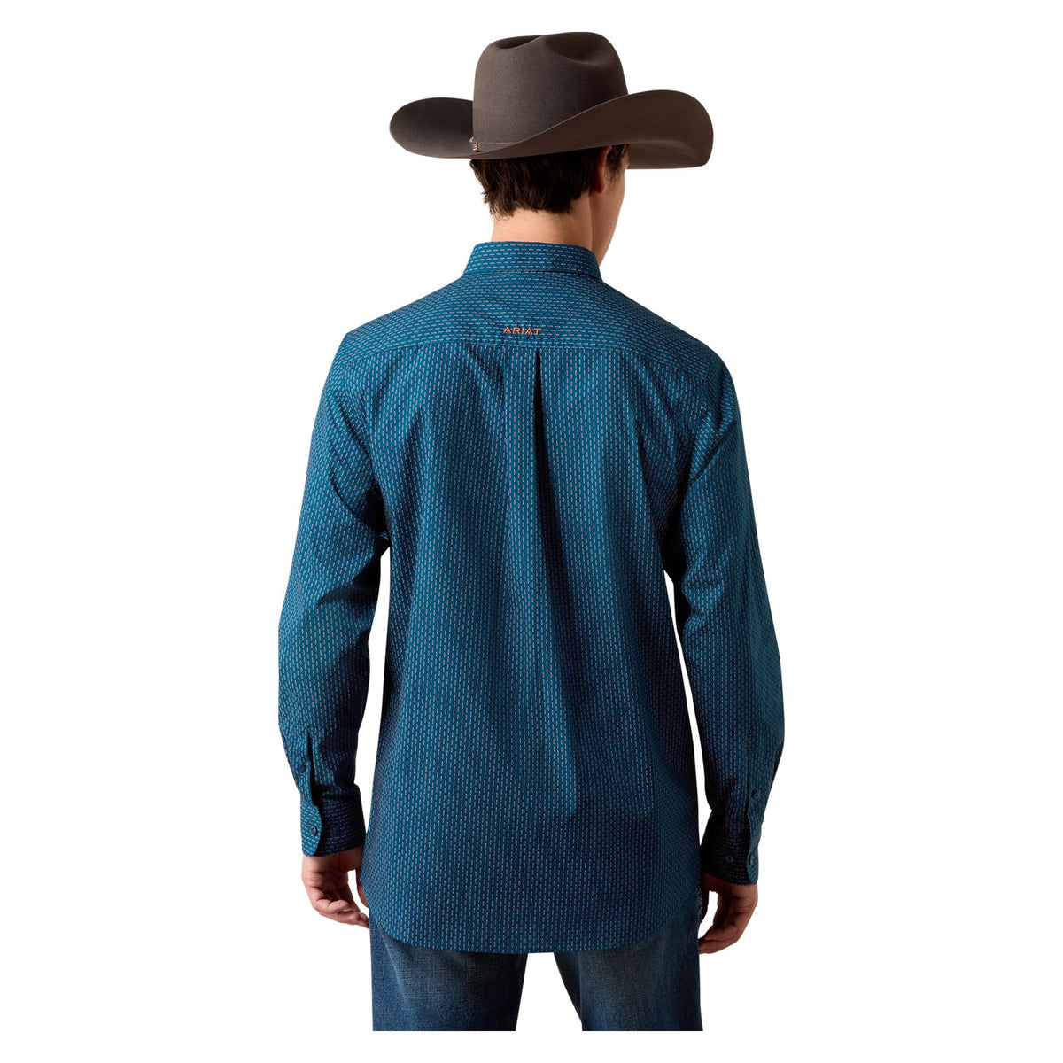 Ariat Men's Claude Fitted Shirt, Sailor Blue Micro Geometric Print – back