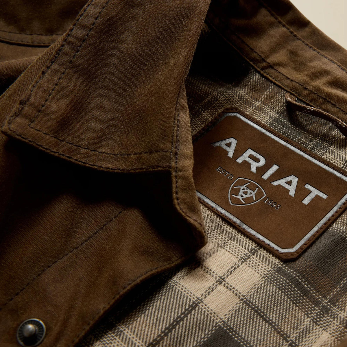 Ariat Men's Waxed Cotton Shirt Jacket, Dark Brown – detail 3