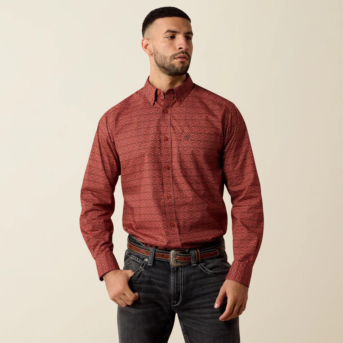Ariat Men's Laine Classic Fit Shirt, Desert Sand Medallion Print – front
