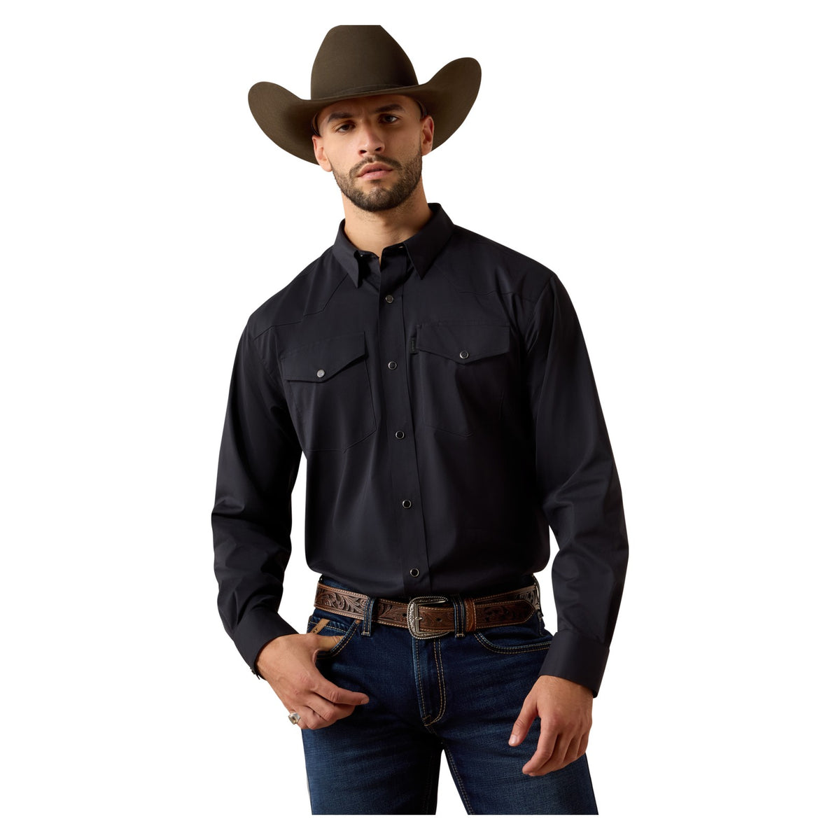 Ariat Men's Everything Classic Fit Snap Shirt, Black – front