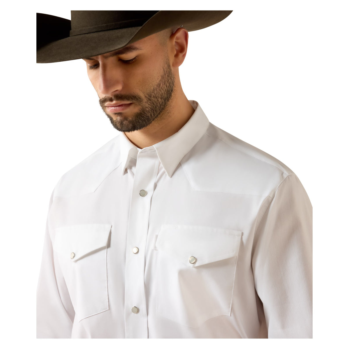 Ariat Men's Everything Classic Fit Snap Shirt, White – detail