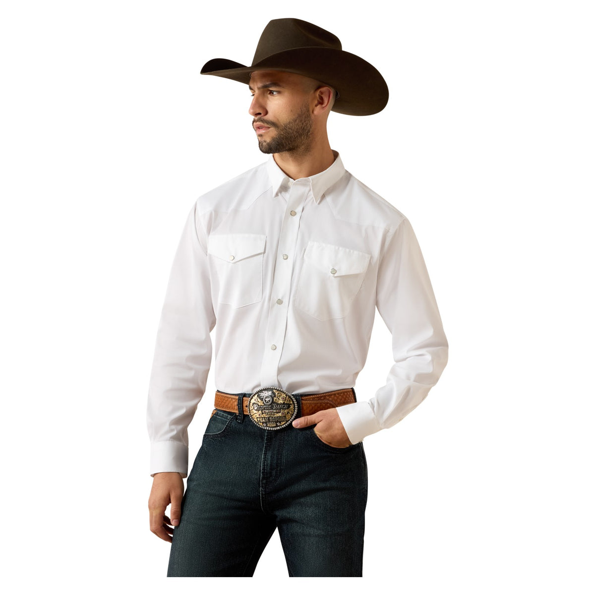 Ariat Men's Everything Classic Fit Snap Shirt, White – front
