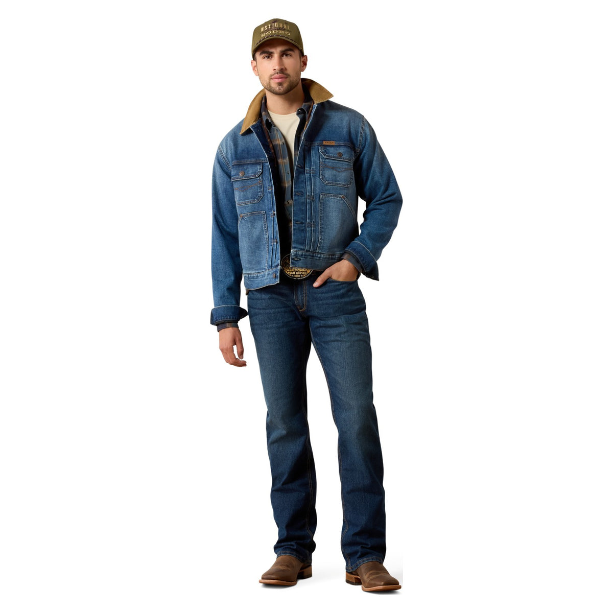 Ariat Men's Flannel Lined Trucker Jacket, Nate – full length