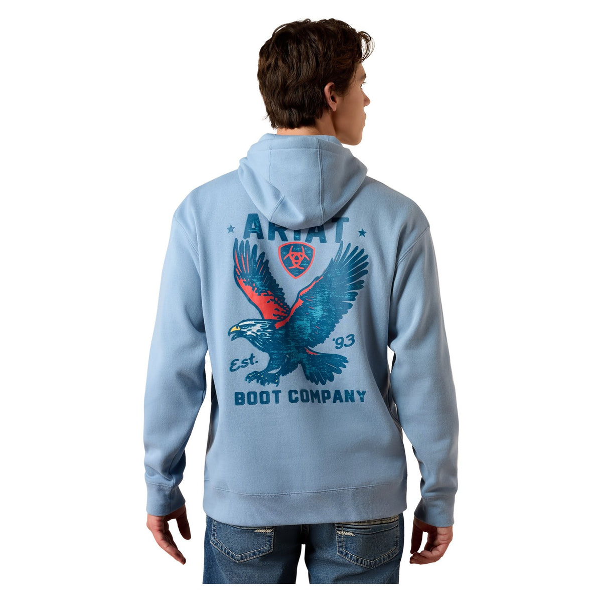 Ariat Men's Freedom Eagle Hoodie, Light Denim – back