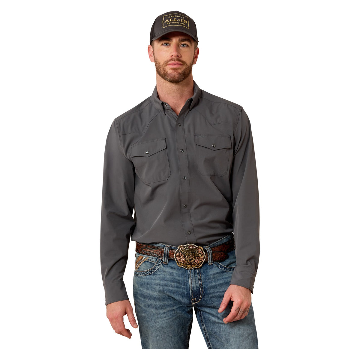 Ariat Men's FrontierTough VentTEK Western Classic Fit Snap Shirt, Iron Gate – front