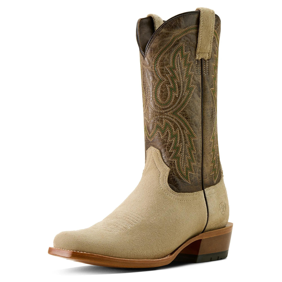 Ariat Men's Futurity Cashout Narrow Cutter Toe Cowboy Boot, Bone Roughout – 3-4 front