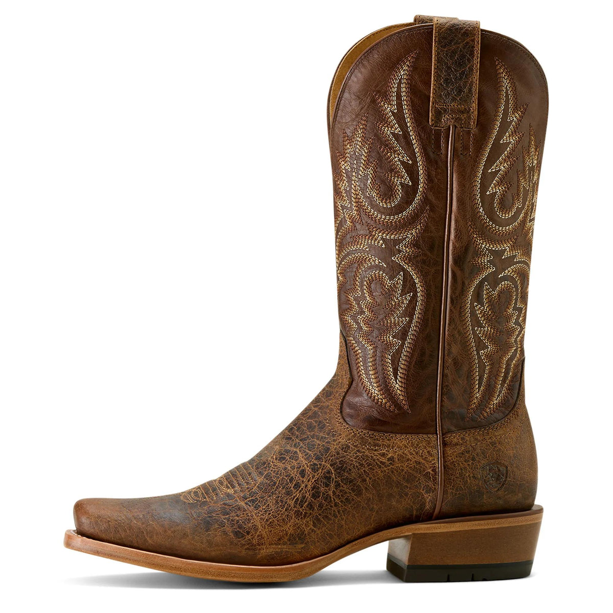 Ariat Men's Futurity Platinum Narrow Cutter Toe Cowboy Boot, Saddle Brown Bison/Nutshell Tan – side