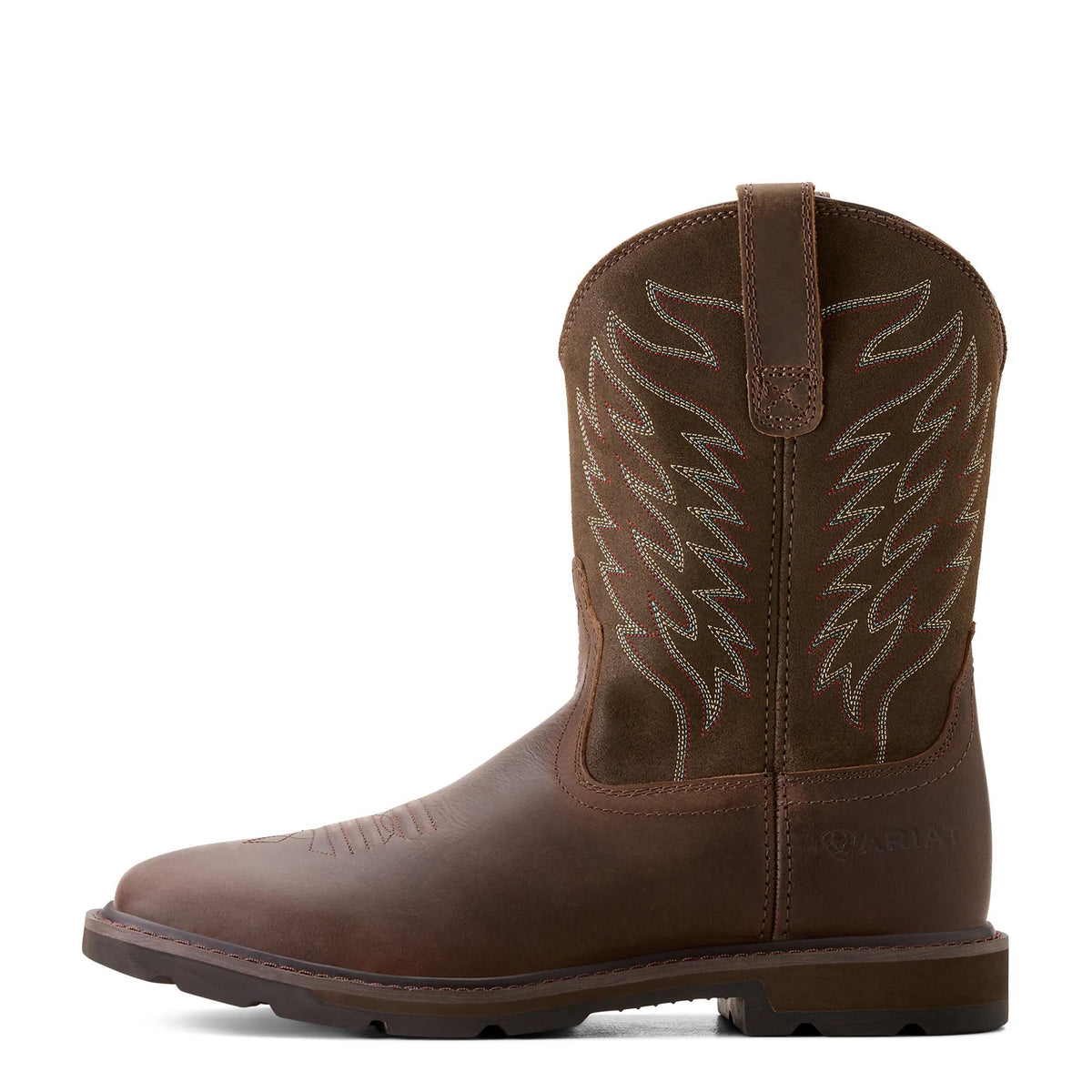 Ariat Men's Groundbreaker Wide Square Toe Work Boot, Brown – side
