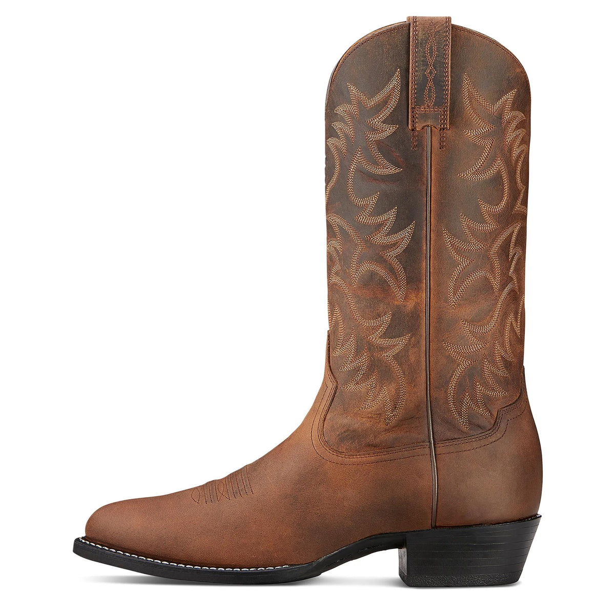 Ariat Men's Heritage R Toe Western Boot, Distressed Brown – side