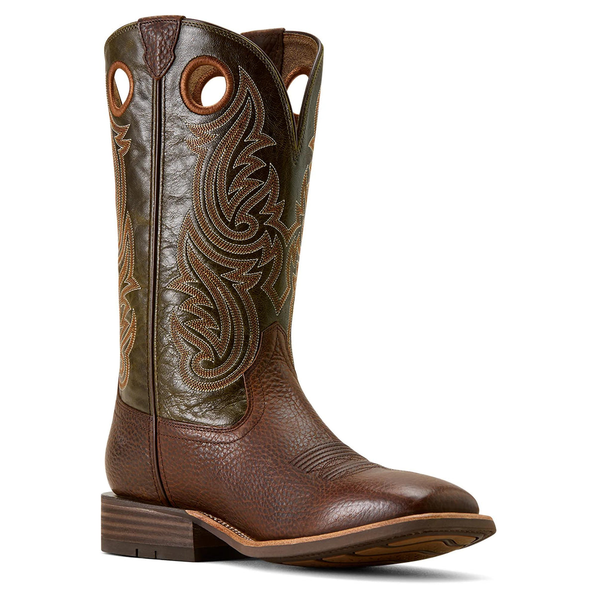Ariat Men's Highland Toughstock Wide Square Toe Cowboy Boot, Brown Oiled Rowdy|Timber Olive – inside