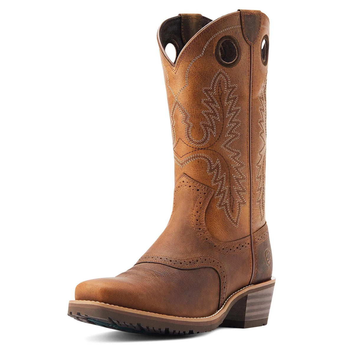 Ariat Men's Hybrid Roughstock Square Toe Western Boot, Sorrel Crunch – 3-4 front