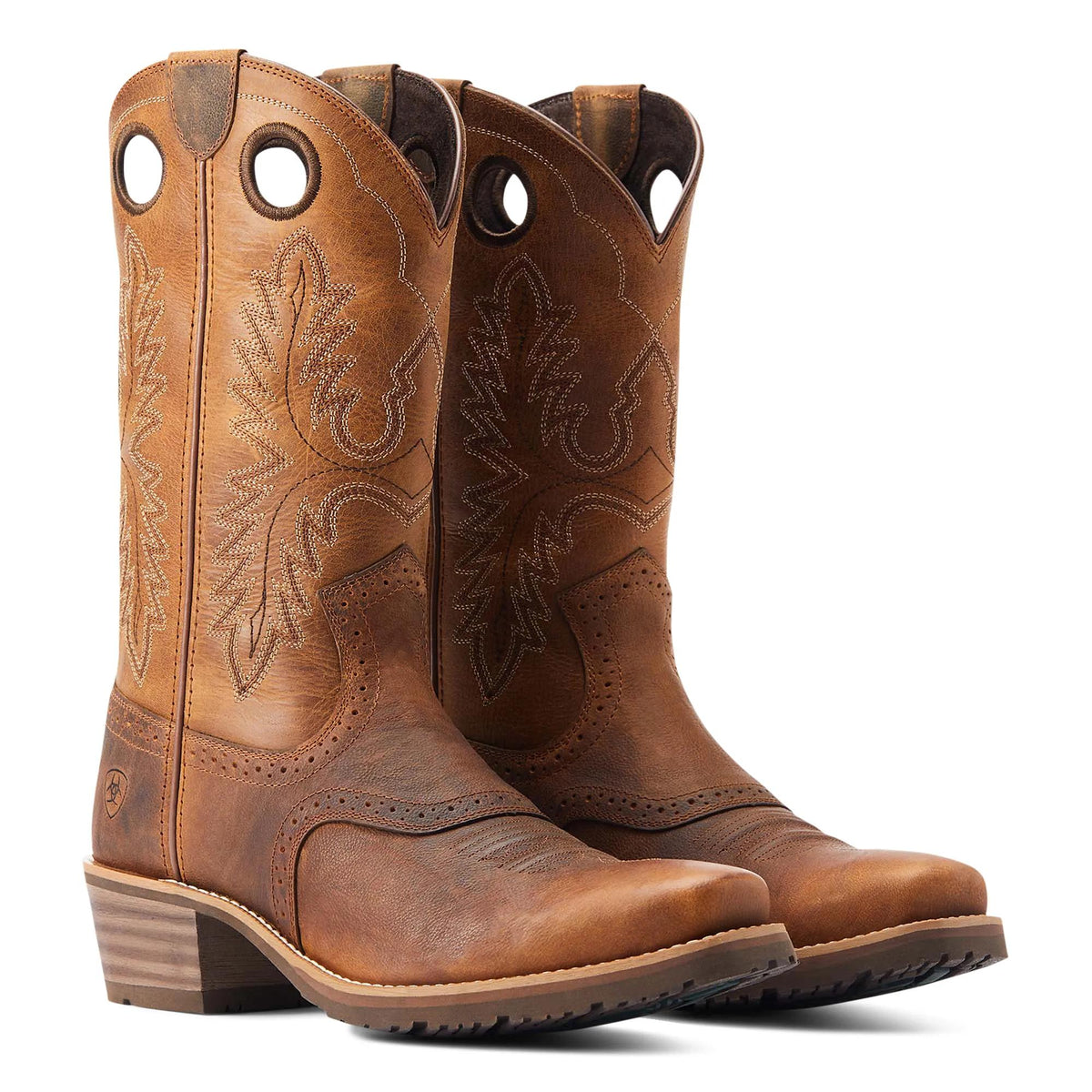 Ariat Men's Hybrid Roughstock Square Toe Western Boot, Sorrel Crunch – pair
