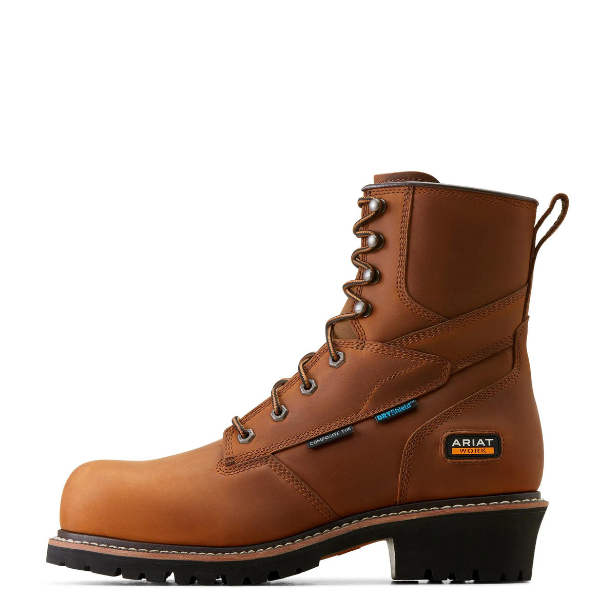 Ariat Men's Logger Shock Shield 8" Waterproof Composite Toe Work Boot, Copper Brown – side
