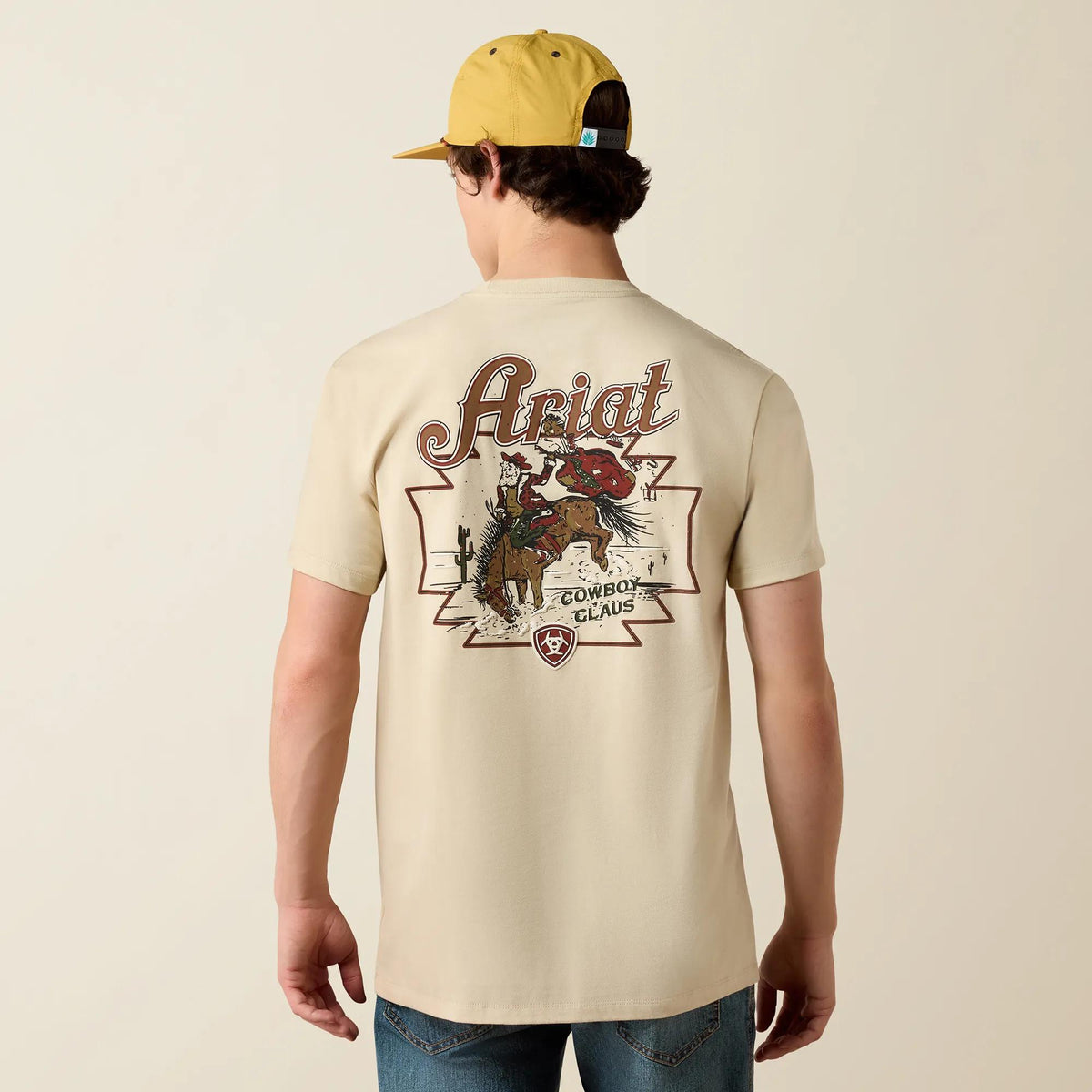 Ariat Men's Cowboy Claus T-Shirt, Natural – back