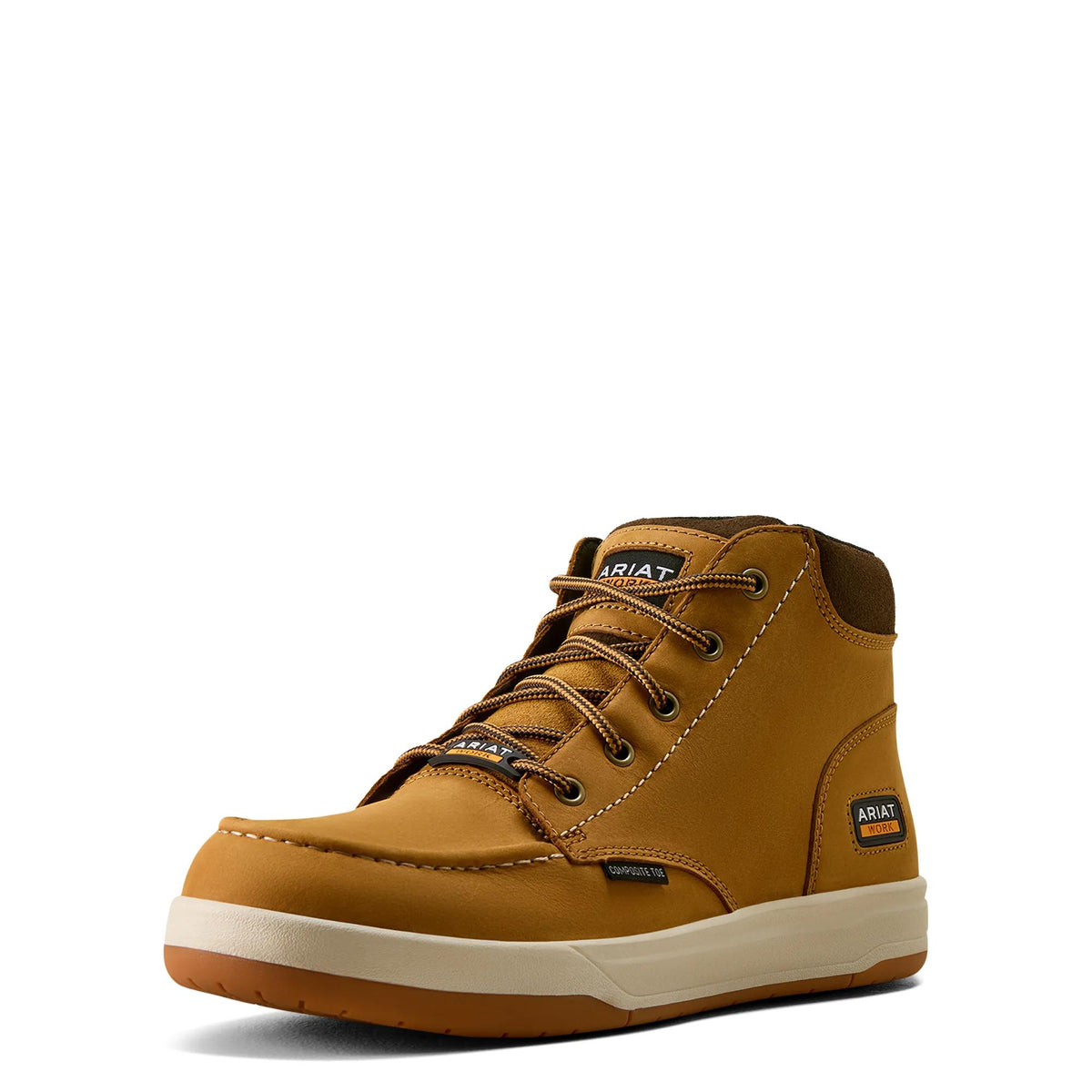 Ariat Men's Outmatch Mid Composite Toe Work Shoe, Wheat – 3-4 front