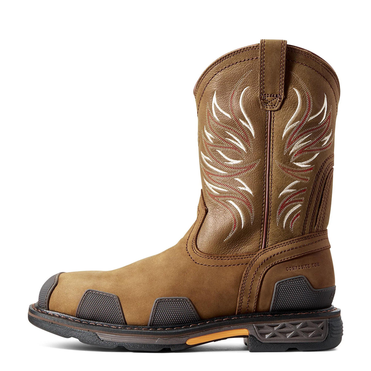 Ariat Men's OverDrive Wide Square Toe Composite Toe Work Boot, Alamo Brown – side