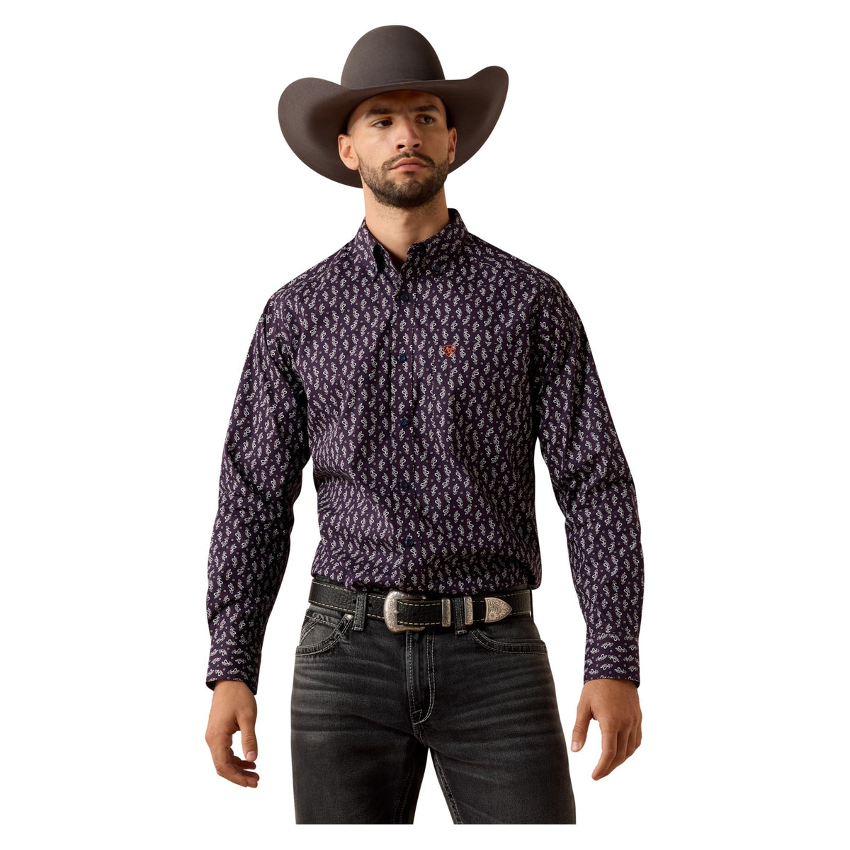 Ariat Men's Parry Classic Fit Shirt, Purplavy Paisley Print – front
