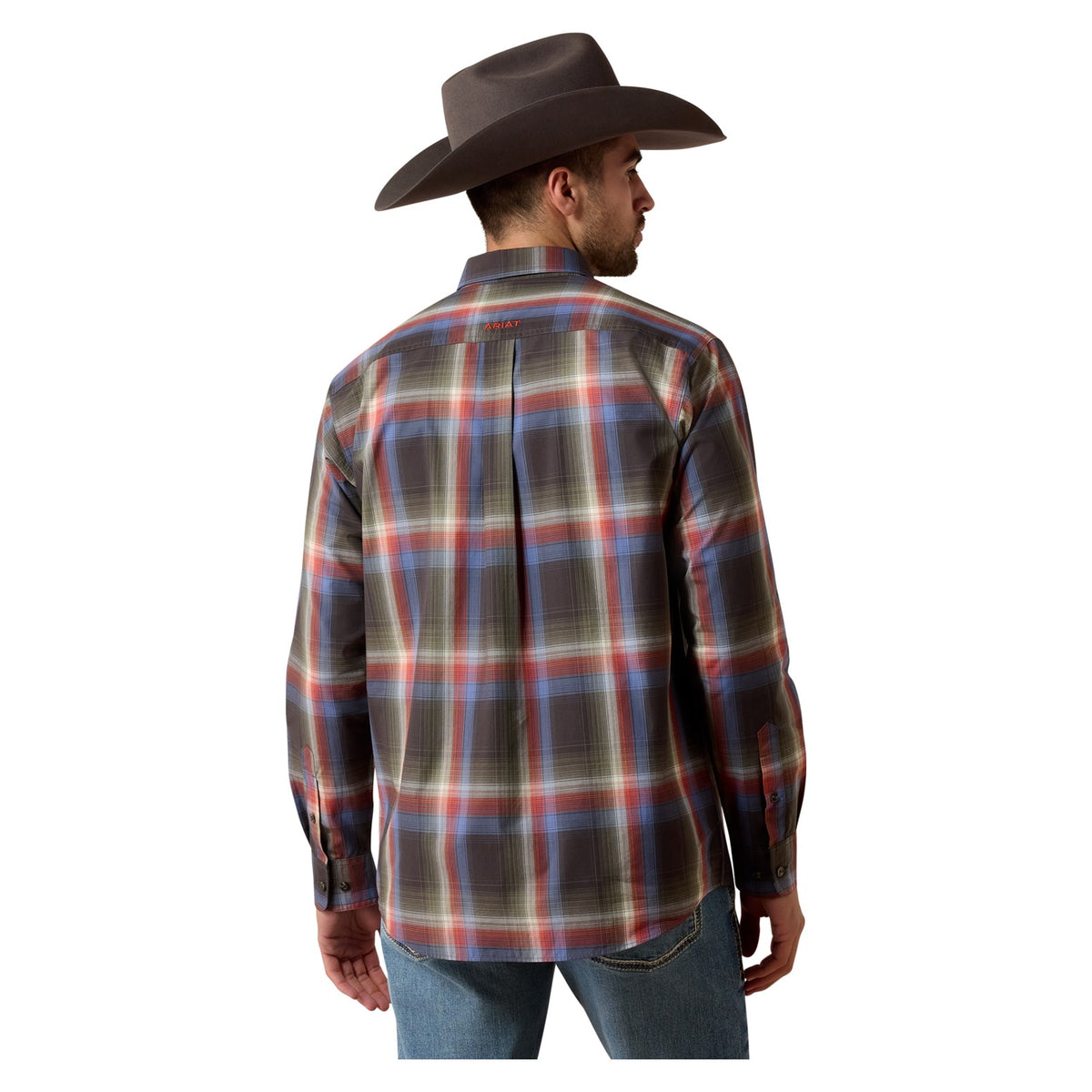 Ariat Men's Pro Series Jetta Classic Fit Shirt, Espresso Large Ombre Plaid – back