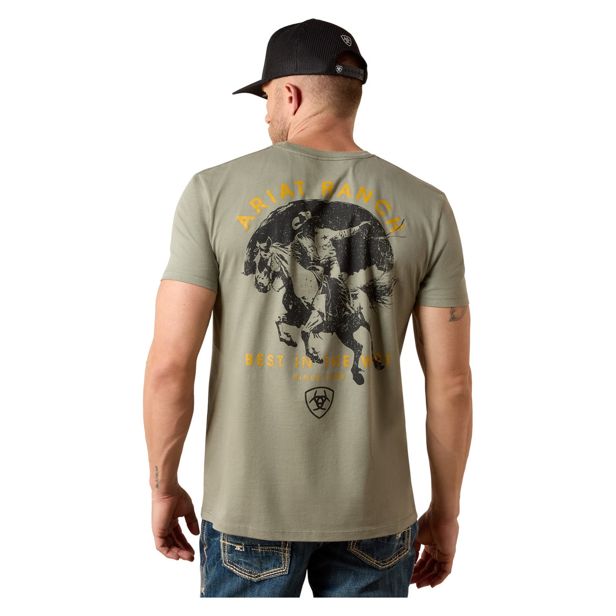 Ariat Men's Rancho Bronco T-Shirt, Castor Grey – back