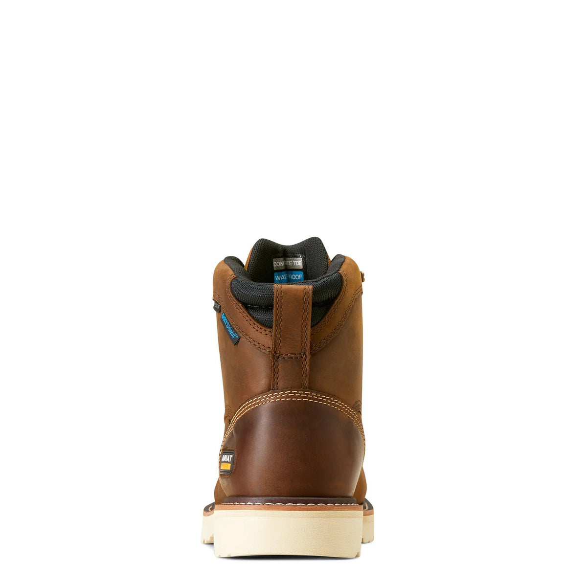 Ariat Men's Rebar Lift 6" Waterproof Composite Toe Work Boot, Distressed Brown – heel