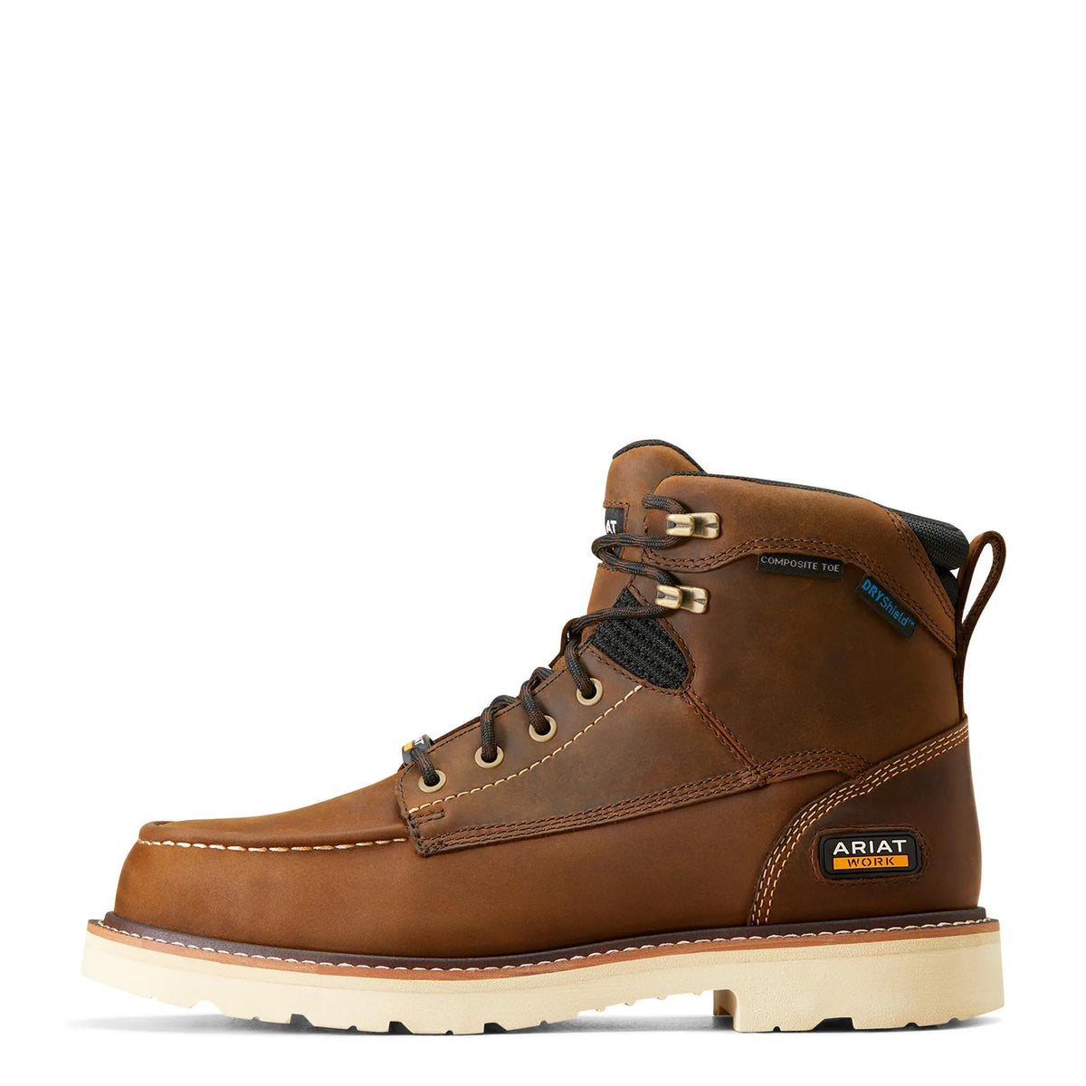 Ariat Men's Rebar Lift 6" Waterproof Composite Toe Work Boot, Distressed Brown – side