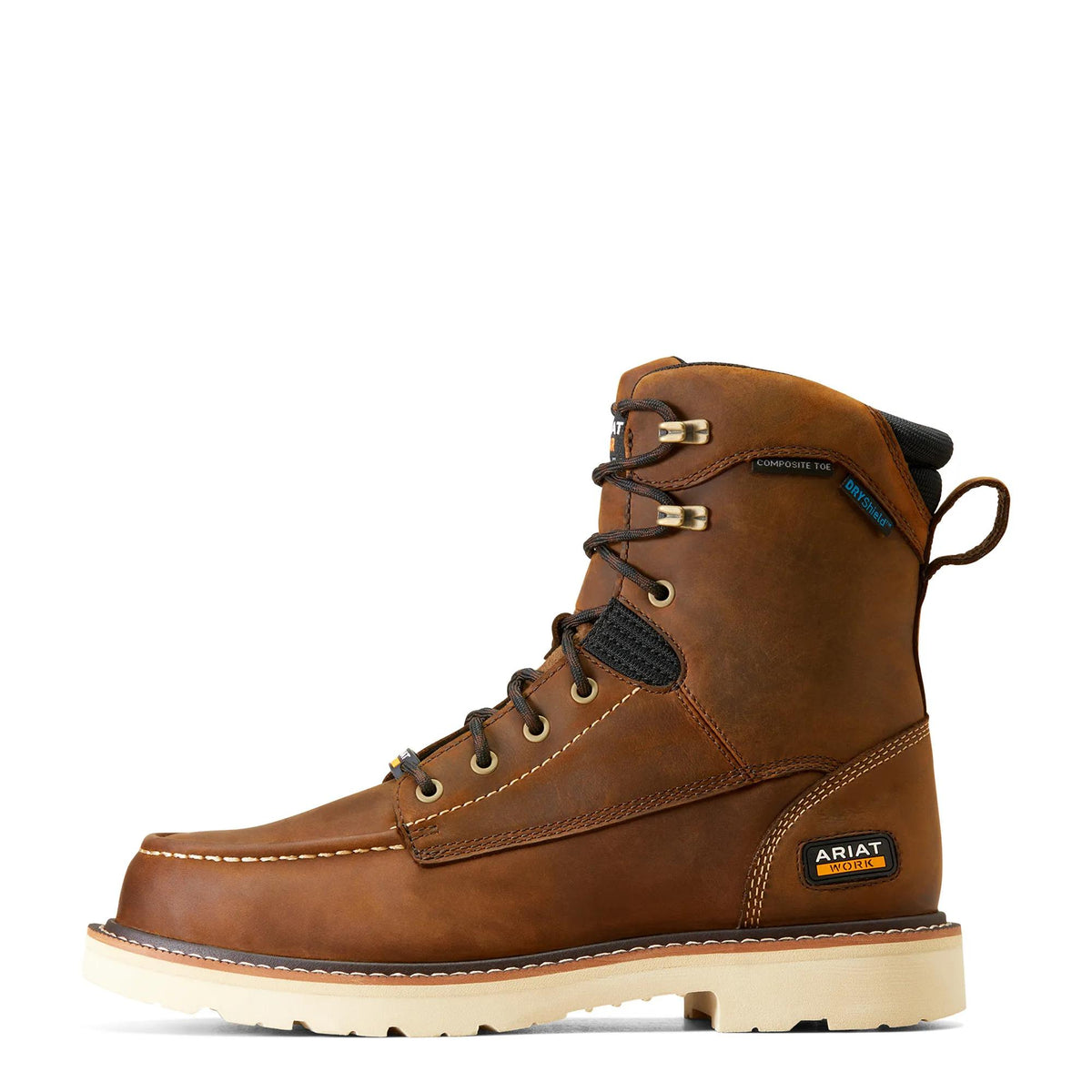 Ariat Men's Rebar Lift 8" Waterproof Composite Toe Work Boot, Distressed Brown – side