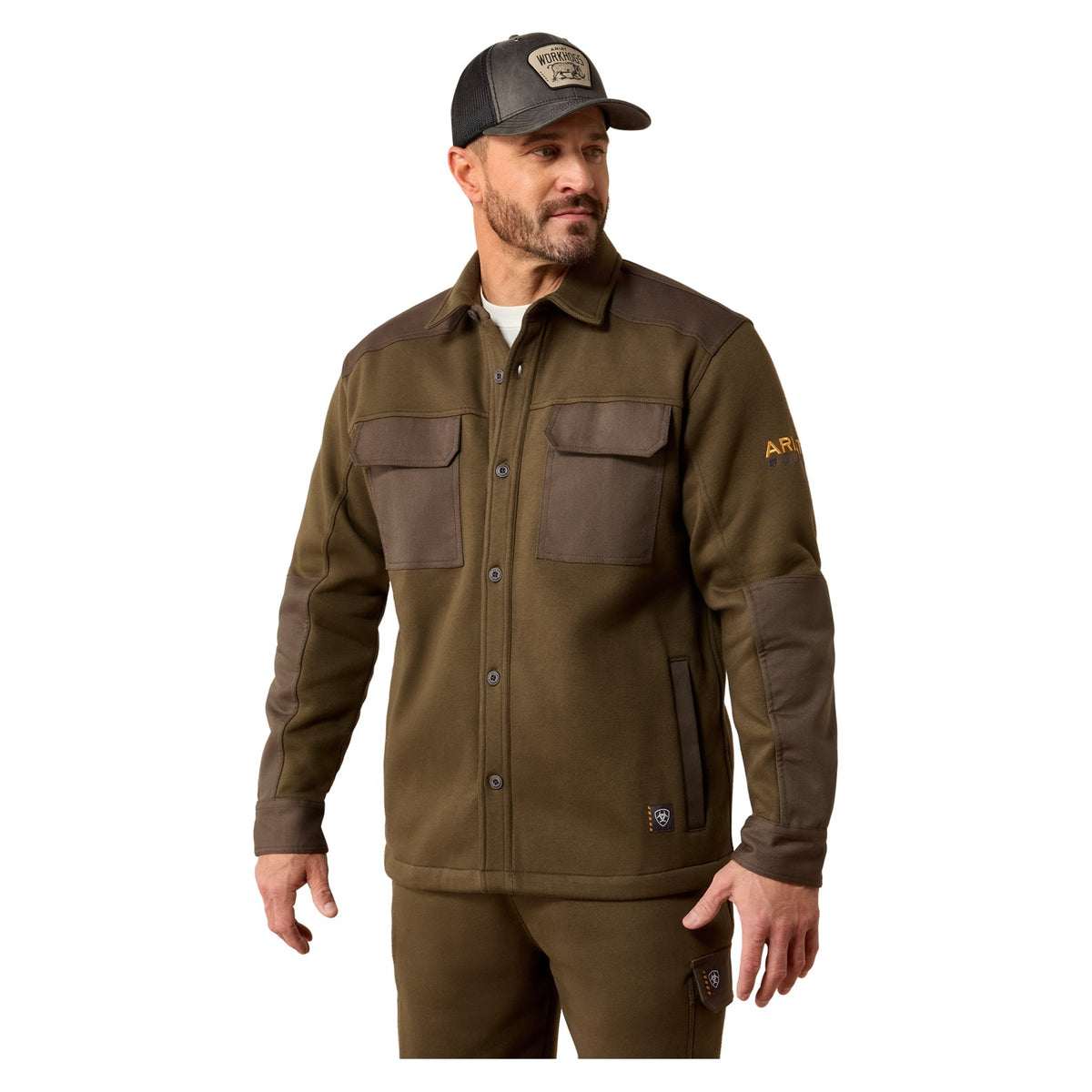 Ariat Men's Rebar Workman Duracanvas Shirt Jacket, Earth – front